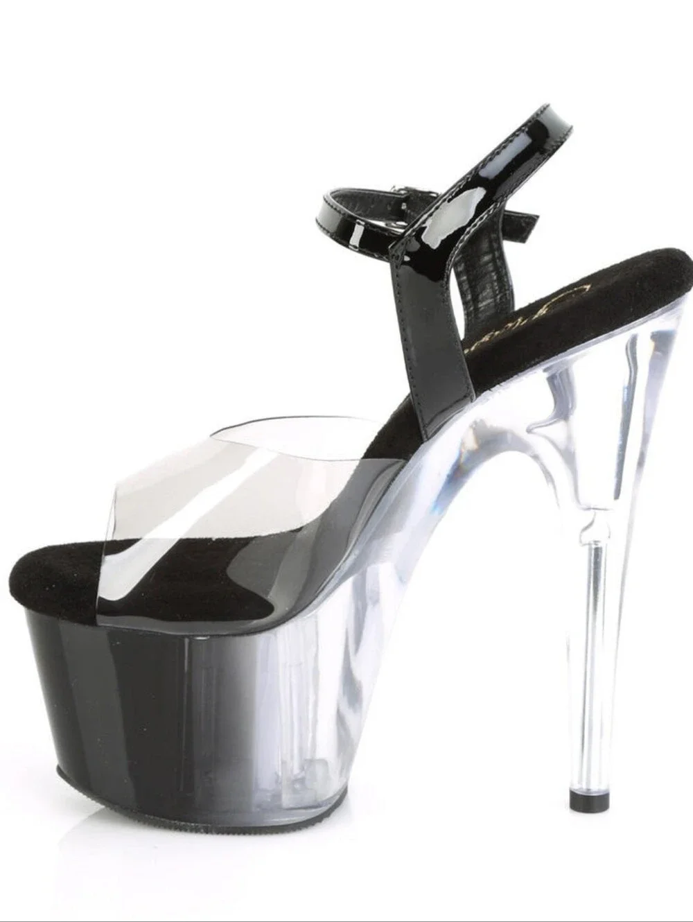 Pleasers Clear Platform High Heel Sandal with Black Accents